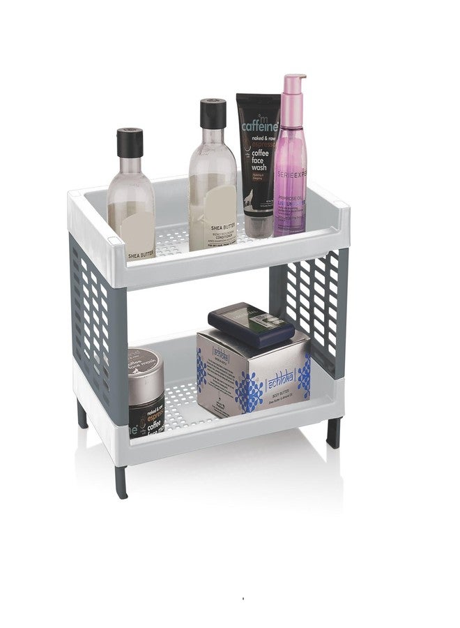 Moltres - Viva Small Size, 2 Layer Rack for Office, Kitchen (Size: 27Cm X 17Cm X 20Cm) - Multipurpose Rack | Stand | Organizer Storage Shelf Standing & Wall Hanging Rack - Plastic (Grey) - Image 1